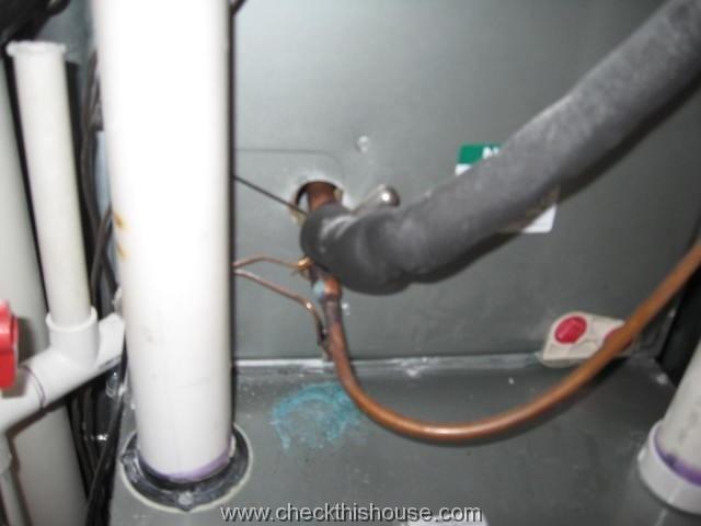 Refrigerant line should be sealed properly at furnace plenum entrance