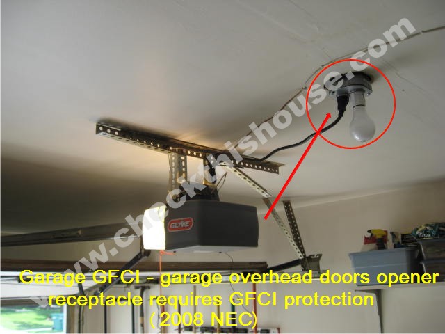 Garage GFCI - garage overhead doors opener receptacle requires GFCI protection (2008 NEC)