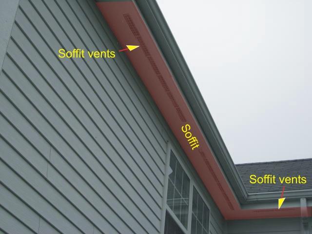 Soffit and soffit vents - and important part of attic ventilation which is required for the vent chutes to function
