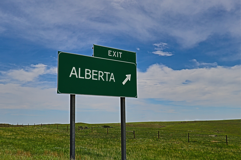 Green Alberta Highway sign