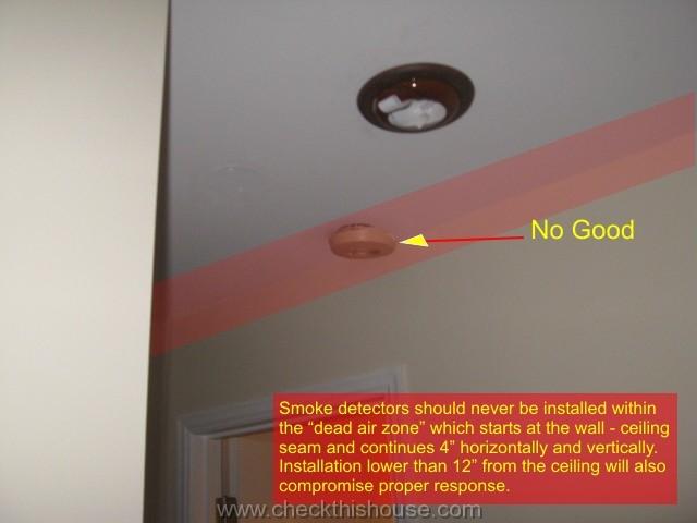 Where to install smoke alarm detector - installation too close to the wall