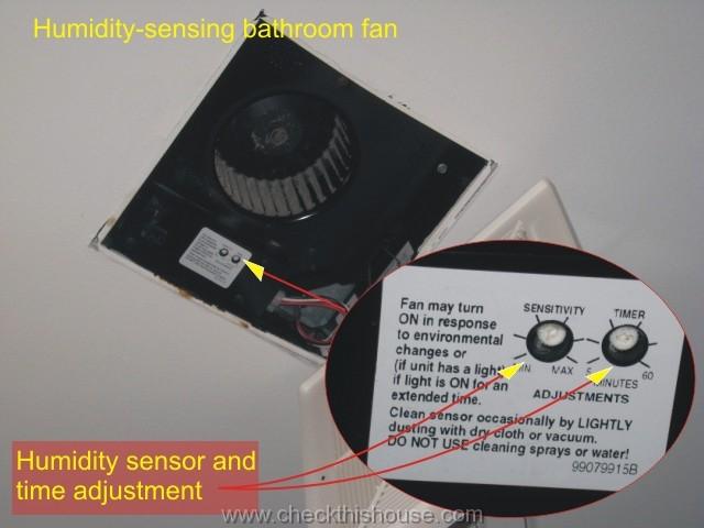 Bathroom vent - humidity sensing fan with time and sensitivity adjustment