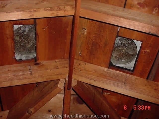 Attic ventilation - two roof vents clogged with bird nests