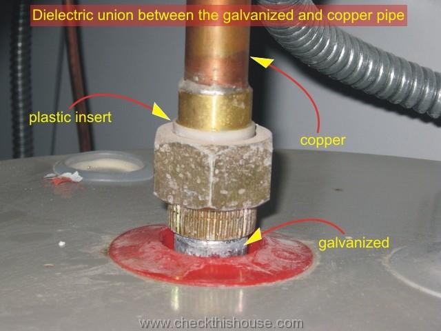 Chicago condo inspection - dielectric unions are required on water heater inlet and outlet