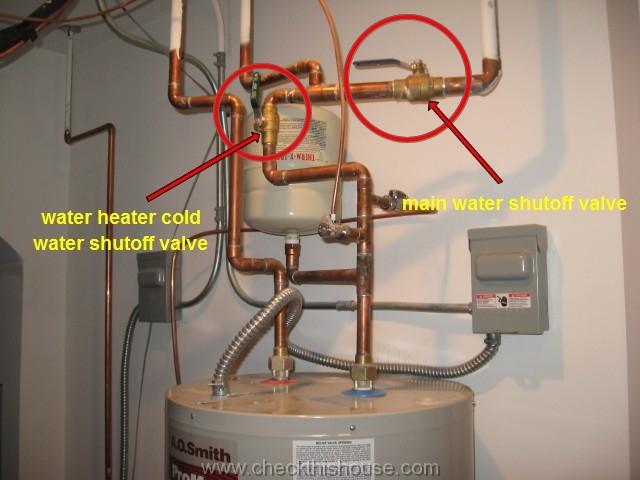 Chicago condo water heater installation inspection - water main shutoff and water heater cold water shutoff valve