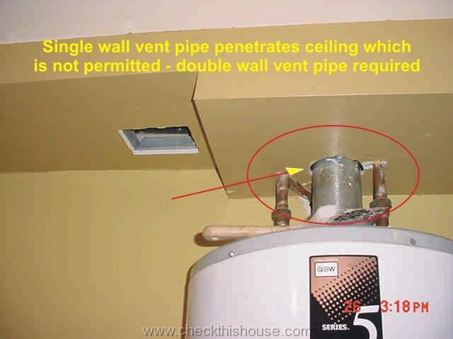 Furnace, water heater vent pipe clearances - no single wall can enter ceiling, wall or floor