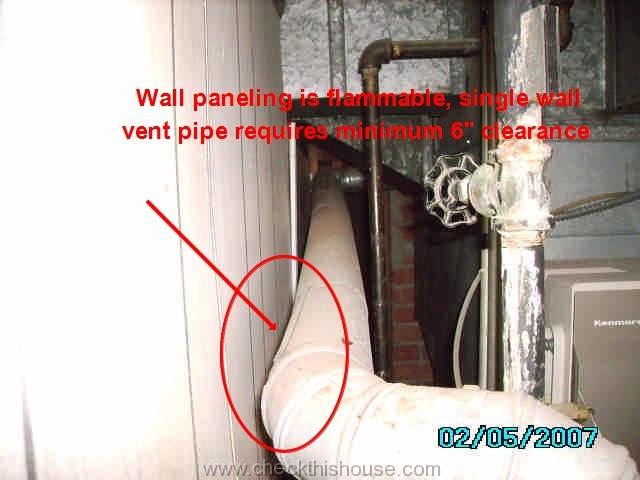 Minimum distance between the single wall vent pipe and combustible materials is 6”
