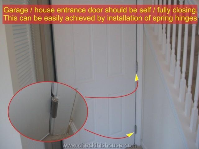 Attached garage firewall - garage to room entrance door should be self and fully closing