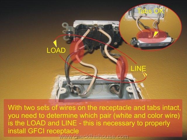 GFCI outlet installation - with two sets of wires on the receptacle you need to determine which one is LOAD and LINE
