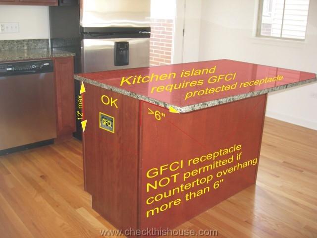 Kitchen GFCI receptacle - kitchen island requires GFCI protected outlet