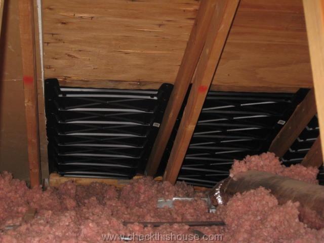 Attic ventilation / air circulation - vent chutes / baffles help to transfer fresh air from the soffit into the attic
