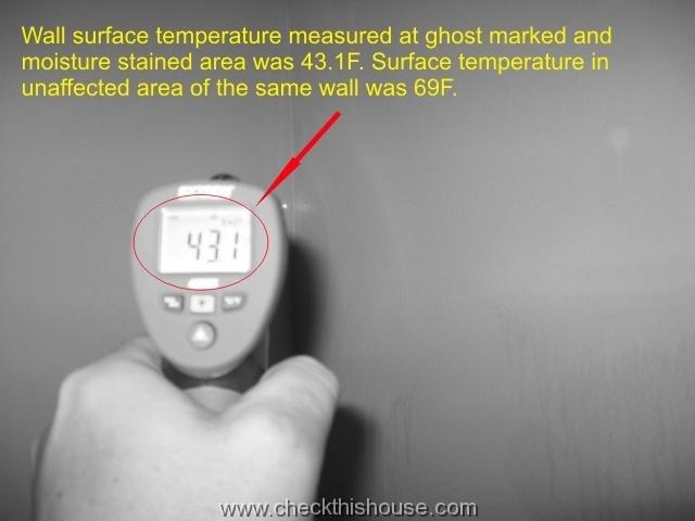 Stains on walls - Temperature difference between ghost marked and unaffected wall area was 25F